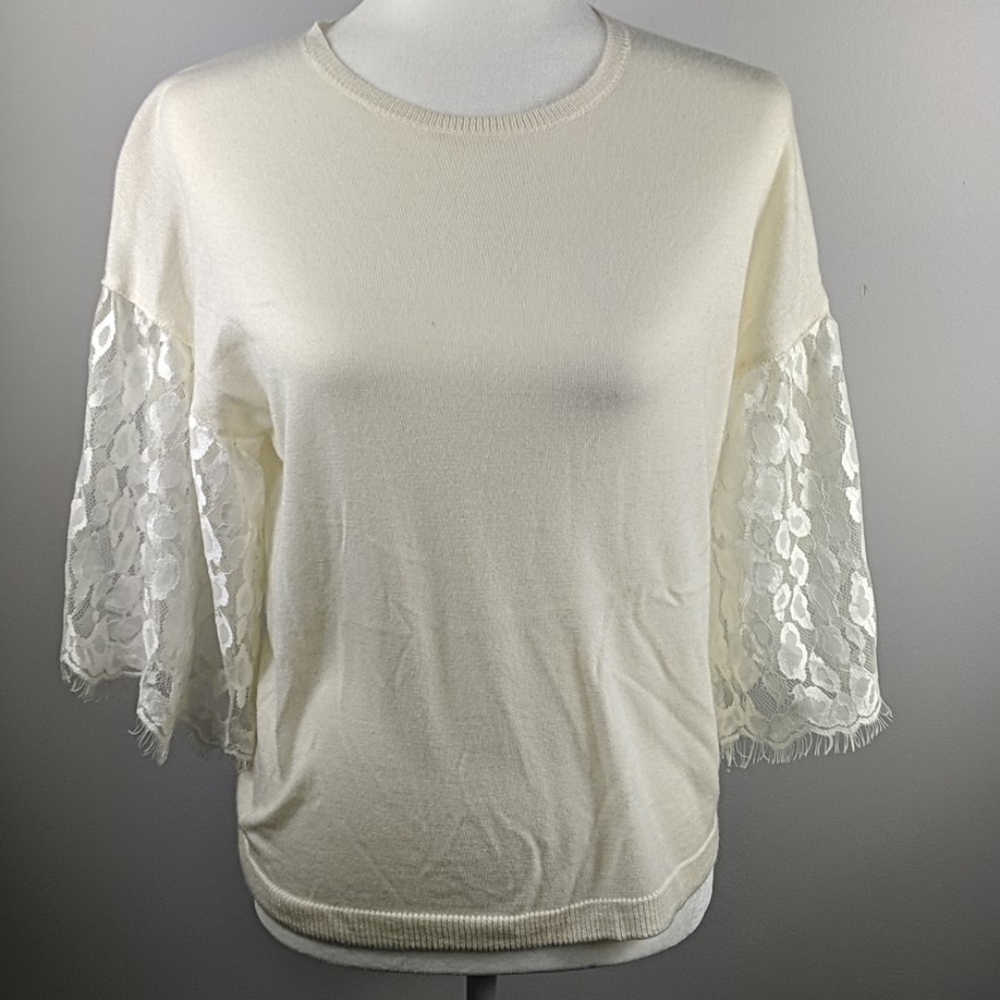 boho wool blend top cream small